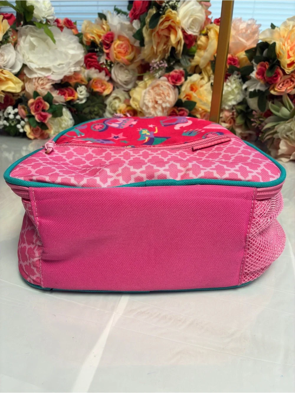 Stephen Joseph Princess Insulated Lunch Box Pink Teal Kids Zip Lunch Bag Pocket